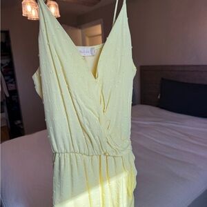 Altar'd State Pale Yellow Textured V-Neck Romper